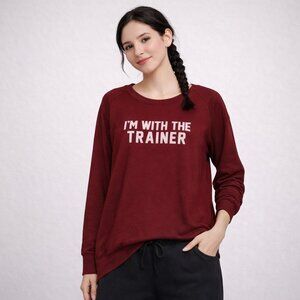 OMT Active Women's Red Fleece 'I'm With The Trainer' Sweatshirt in size L NWT